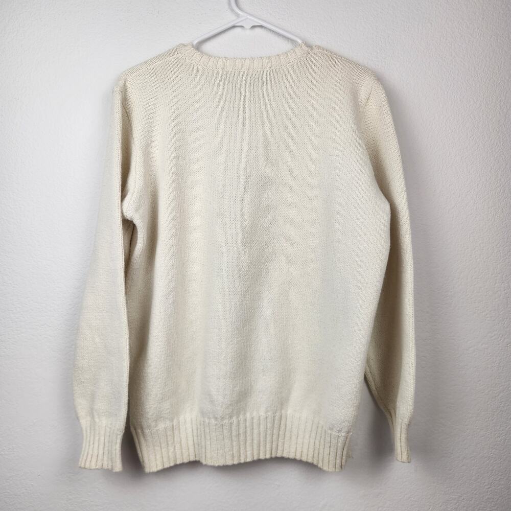 Vintage Ralph Lauren Polo Sport Bear Golf Sweater Cream Large Women Crewneck - Picture 5 of 9